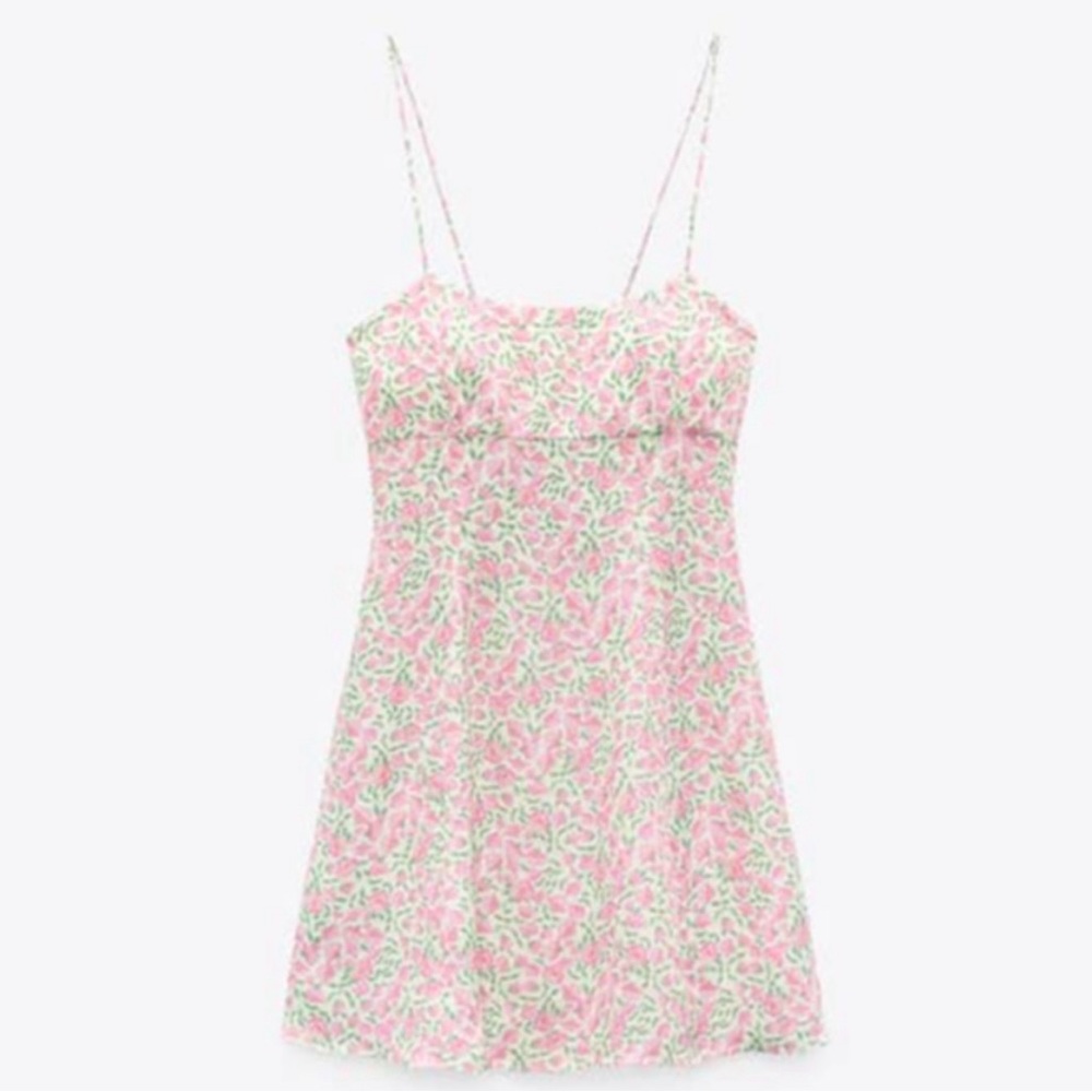 Zara Satin Floral Mini Dress